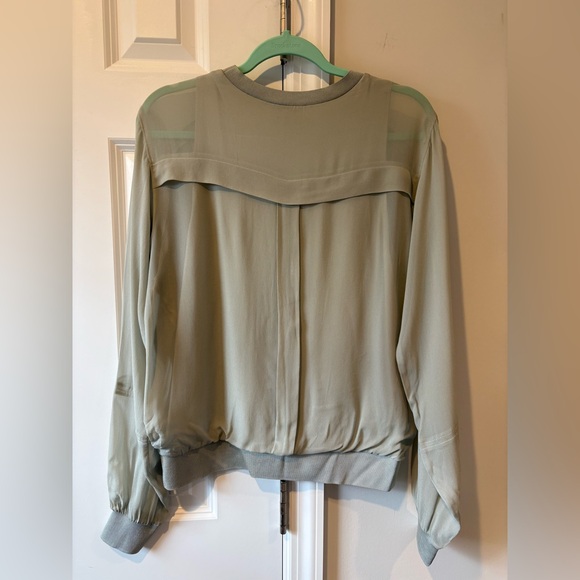 REISS Marlena Semi Sheer Blouse in Pale Green - Picture 6 of 14